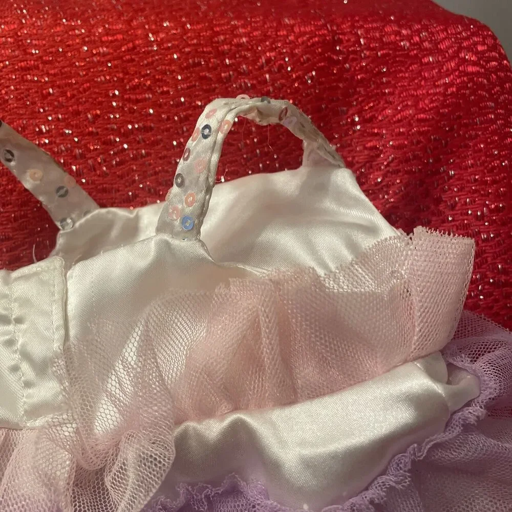 Build A Bear Workshop- Pink Lavender White Tulle Sparkle dress  Butterfly Shoes